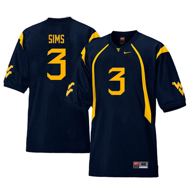 Men #3 Charles Sims West Virginia Mountaineers Retro College Football Jerseys Sale-Navy - Click Image to Close